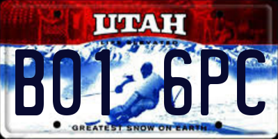 UT license plate B016PC