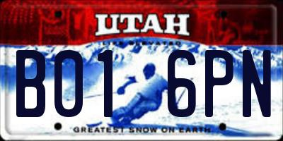 UT license plate B016PN