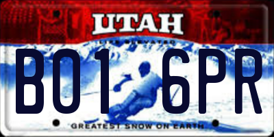 UT license plate B016PR