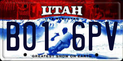 UT license plate B016PV