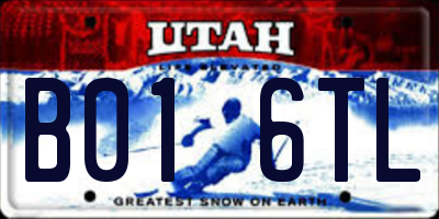 UT license plate B016TL