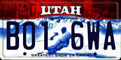 UT license plate B016WA