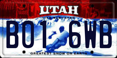 UT license plate B016WB