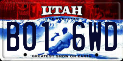 UT license plate B016WD