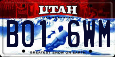 UT license plate B016WM