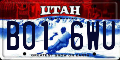UT license plate B016WU
