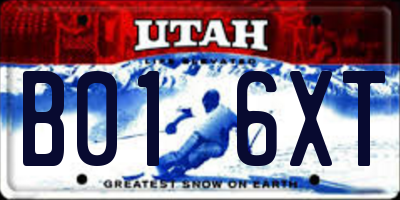 UT license plate B016XT