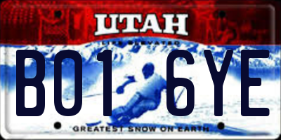UT license plate B016YE