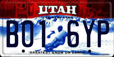 UT license plate B016YP