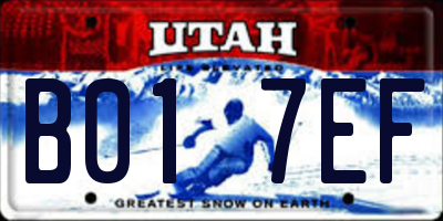 UT license plate B017EF
