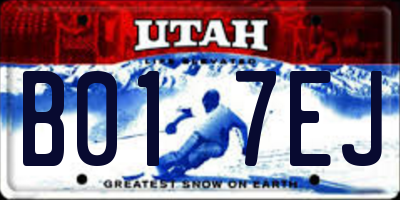 UT license plate B017EJ