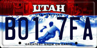 UT license plate B017FA