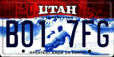 UT license plate B017FG