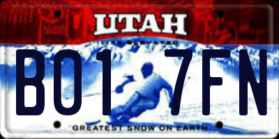 UT license plate B017FN