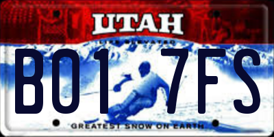 UT license plate B017FS
