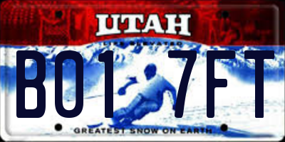 UT license plate B017FT