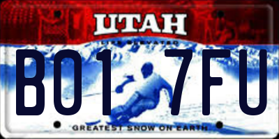 UT license plate B017FU