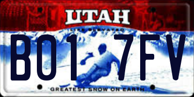 UT license plate B017FV