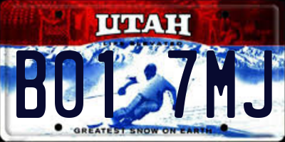 UT license plate B017MJ