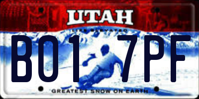 UT license plate B017PF