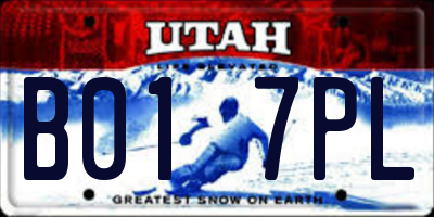 UT license plate B017PL