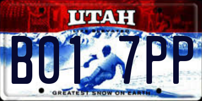 UT license plate B017PP