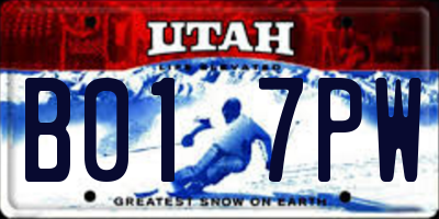 UT license plate B017PW