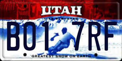 UT license plate B017RF