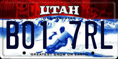 UT license plate B017RL