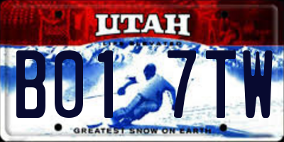 UT license plate B017TW