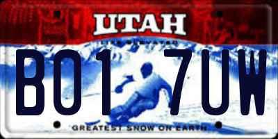 UT license plate B017UW