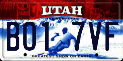 UT license plate B017VF