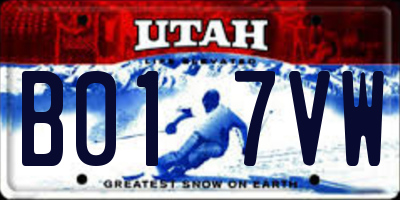UT license plate B017VW