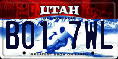 UT license plate B017WL