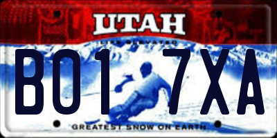 UT license plate B017XA