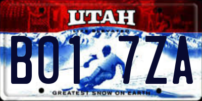 UT license plate B017ZA