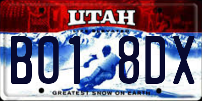 UT license plate B018DX
