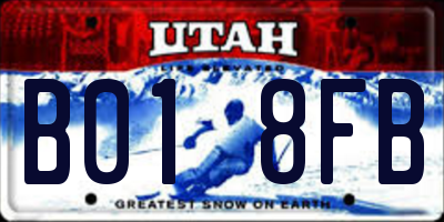 UT license plate B018FB