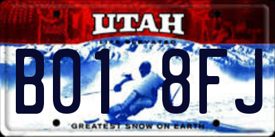 UT license plate B018FJ