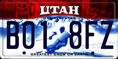 UT license plate B018FZ