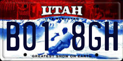 UT license plate B018GH