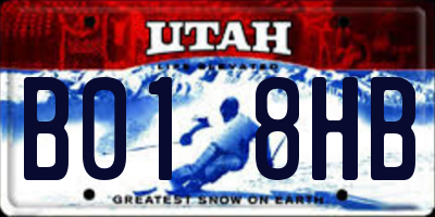 UT license plate B018HB