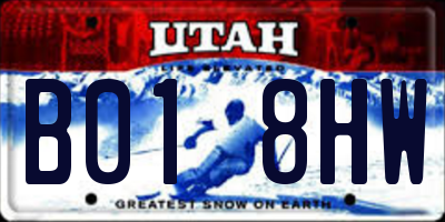 UT license plate B018HW