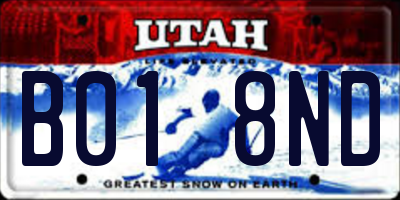 UT license plate B018ND