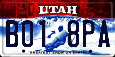 UT license plate B018PA