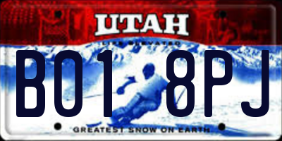 UT license plate B018PJ
