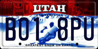 UT license plate B018PU