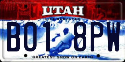 UT license plate B018PW