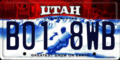 UT license plate B018WB