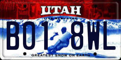 UT license plate B018WL